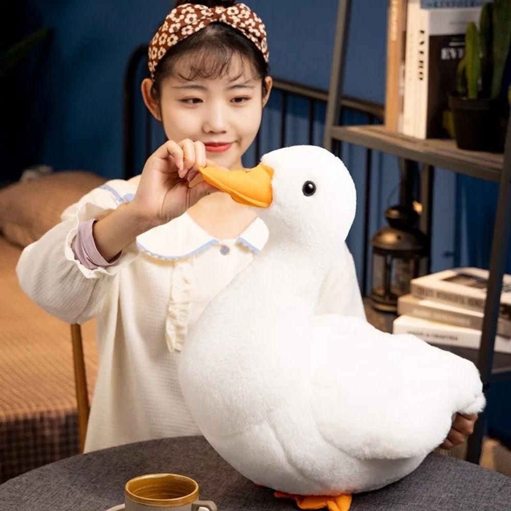 Realistic White Goose Stuffed Soft Throw Pillow Simulated Duck Toy Duck Plush Toy  Birthday Gifts