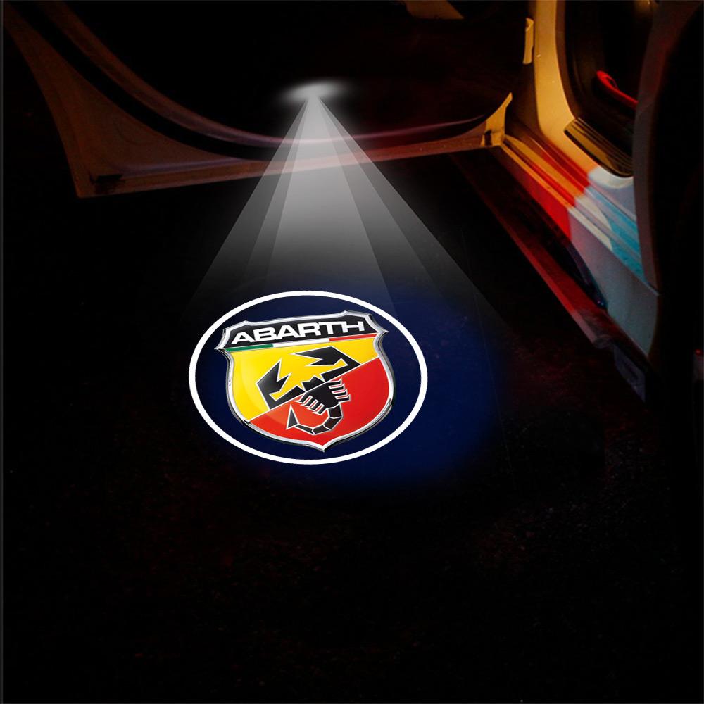 EHO4 FIAT ABARTH Car Badge Door Lamp Welcome Lights Wireless Laser Projector for Palio Panda Uno 500 595 Argo Egea 500c 596 Freemont