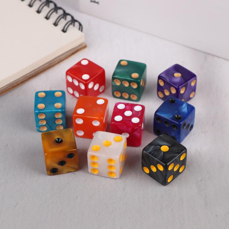 Шестигранные игровые кости 16 мм акриловый набор кубиков D6 для D&D, RPG, настольной игры или обучения математике, кости с эффектом авантюрина