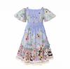 Girls Summer Lightweight Princess Dress with Panda Print and Puff Sleeves