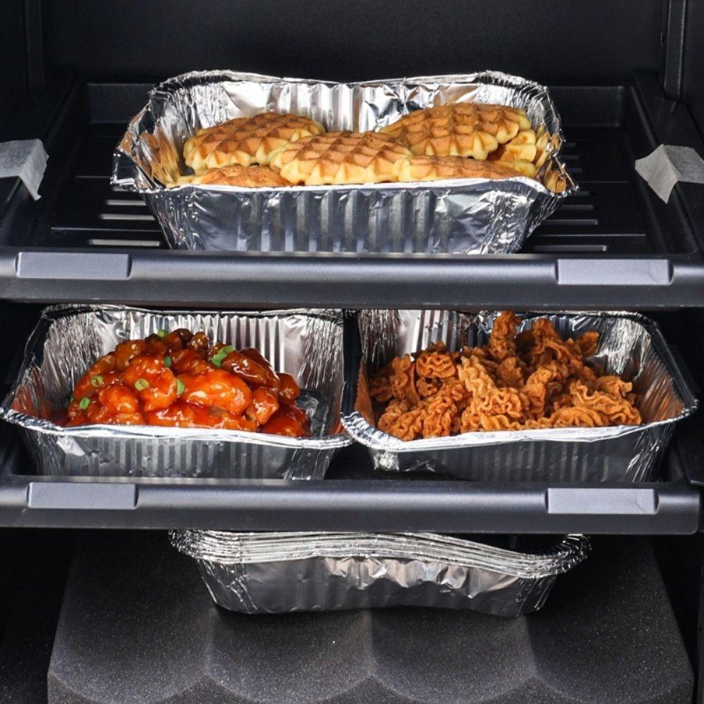 10Pcs Non-stick Food Tin Foil Tray Reusable Air Fryer Tray Portable Aluminum Foil Box