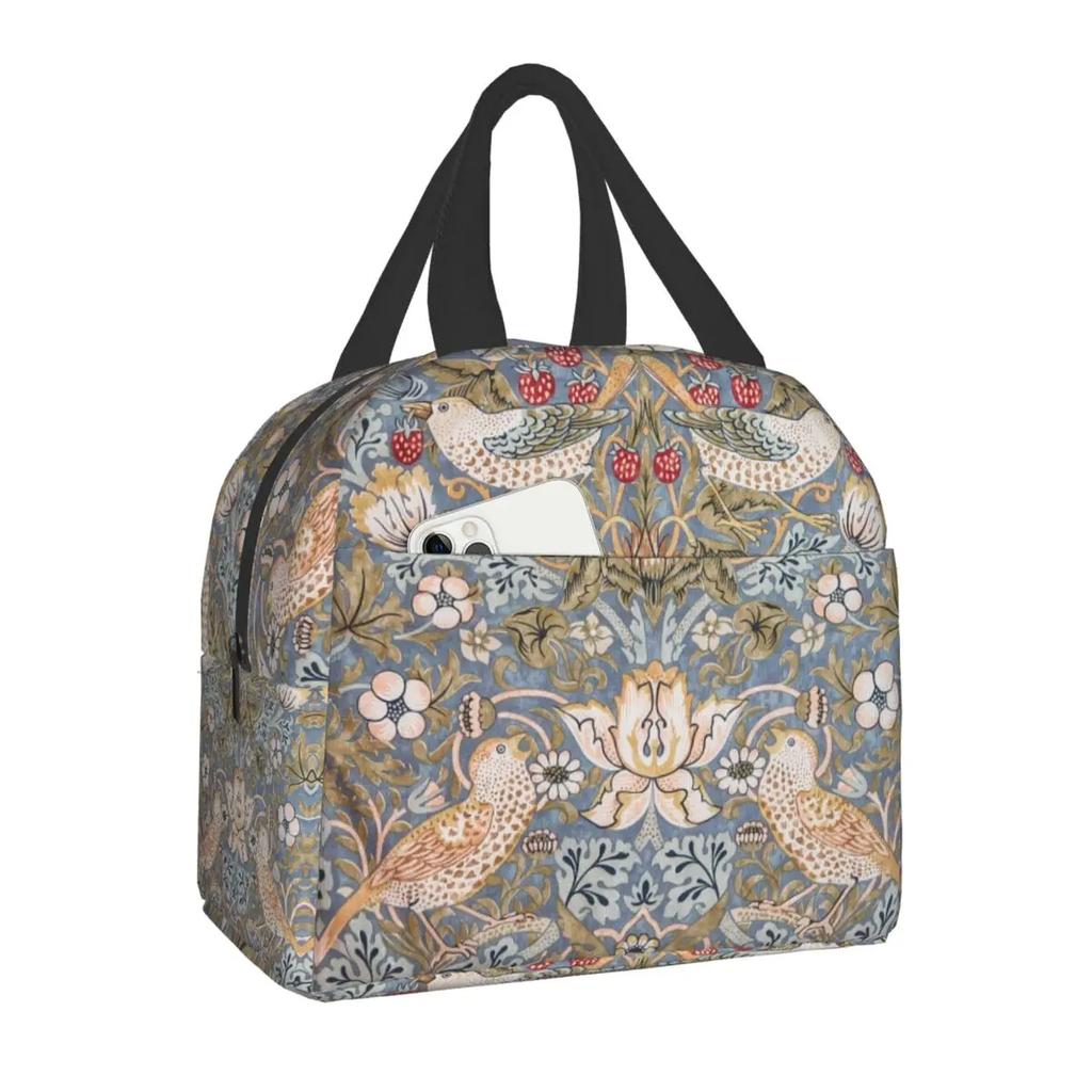 William Morris Цветочный текстильный принт термоизолированная сумка для ланча женская портативная коробка для ланча для детей школьные многофункциональные сумки для еды