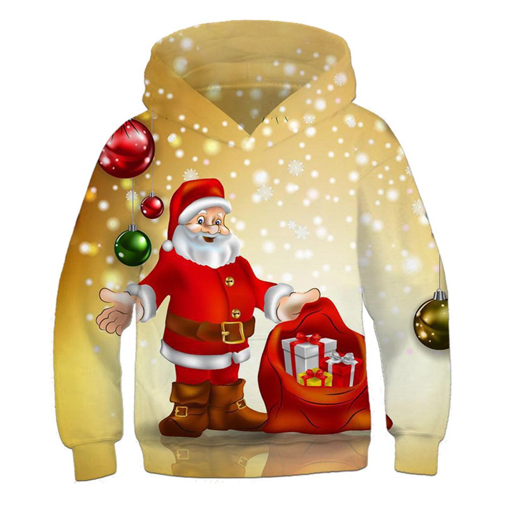 Children's Hoodie Cute Cartoon Christmas Tree Santa Claus Pattern Fun Kids Spring Autumn Hooded Coat Casual Long Sleeve Clothes