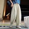 Повседневные удобные простые брюки-шаровары с эластичной резинкой на талии для женщин, однотонные свободные брюки до щиколотки со свободными карманами