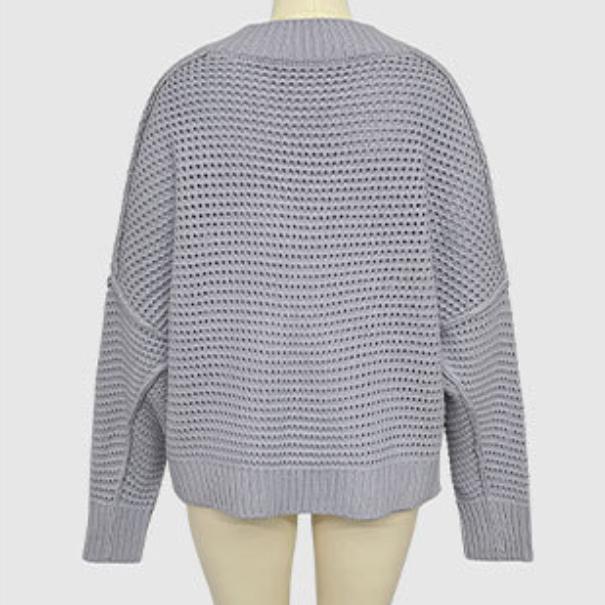 Autumn and Winter Women's Fashion V-neck Bat Sleeve Knitted Cardigan Sweater