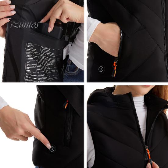 Женский осенне-зимний утепленный жилет с 11 зонами подогрева, 3 уровня температуры, застежка-молния с карманами на молнии, однотонный теплый жилет без рукавов с подкладкой для домашних выходов