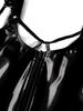 Womens Glossy Patent Leather Adjustable Straps Back Zipper Bodycon Dress