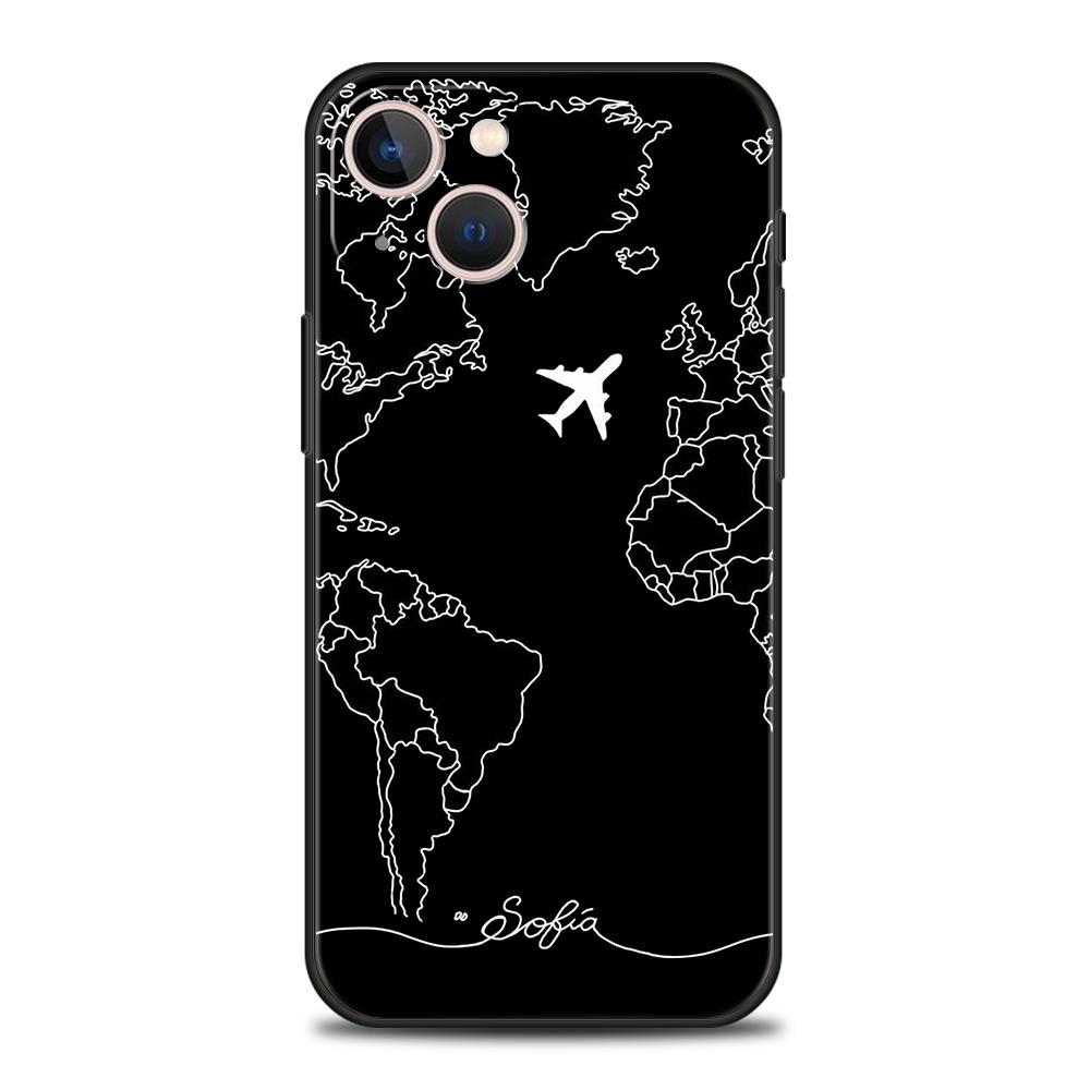 Модный чехол с картой мира для путешествий, роскошный чехол для телефона iPhone 11, 12, 13, 14, 15 Pro Max Mini X XR XS 7 8 Plus SE, мягкий силиконовый чехол