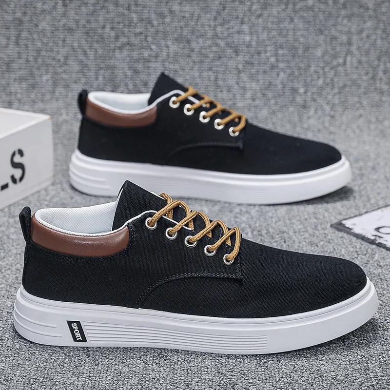 Fashion 2024 New Men Canvas Shoes Breathable Outdoor Mens Casual Shoes Comfortable Spring Autumn Cloth Flats Lacing Walking Sneakers