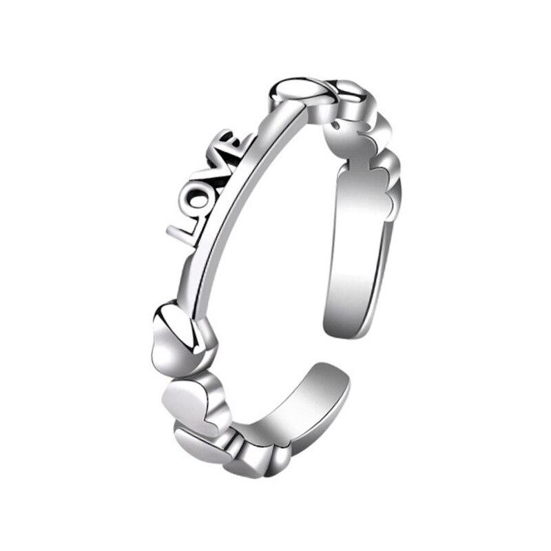 Подлинное серебряное кольцо S925 LOVE для женщин, панк, винтажное тайское серебро, регулируемое, романтическое, в форме сердца, свадебный подарок для женщин