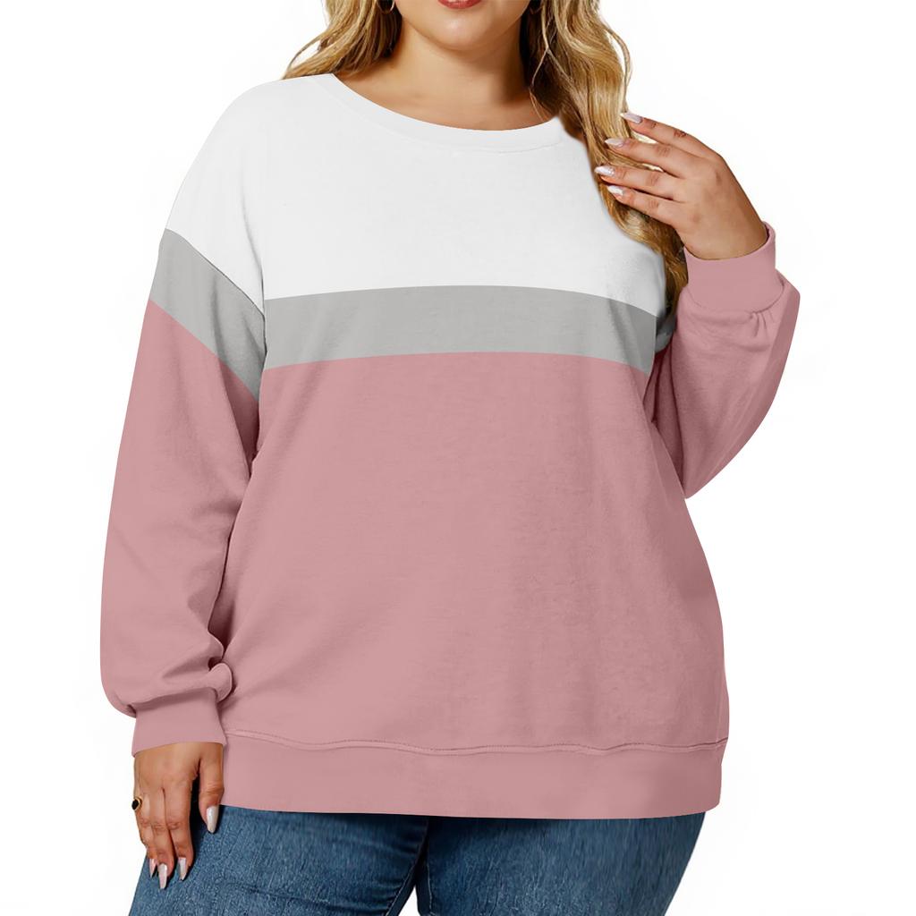 Plus Size Sweatshirt For  Women Oversized Crewneck Long Sleeve Pullover Tops