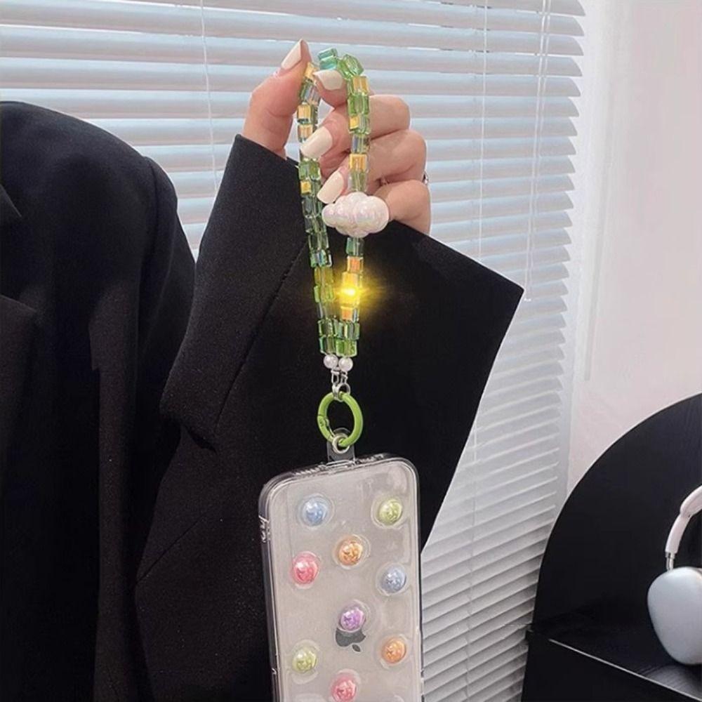 Wrist Chain Crystal Bead Strap Color Crystal Backpack Pendant Cell Phone Chain  Bag Accessories