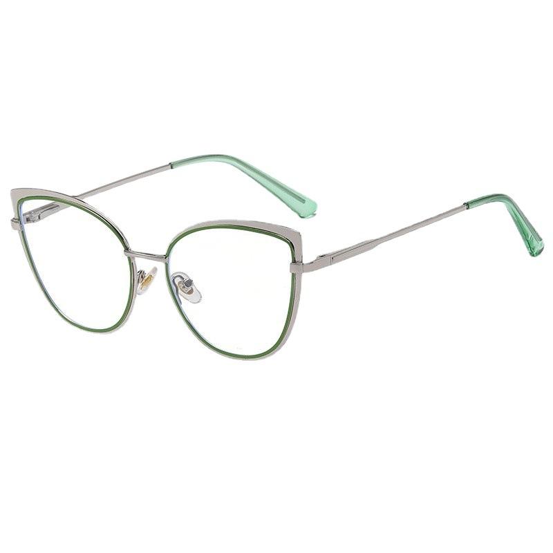 Cat'S Eye Retro Glasses Frame Classic Glasses Flat Glasses Can Be Matched With Glasses Metal Frame Women'S Plain Glasses