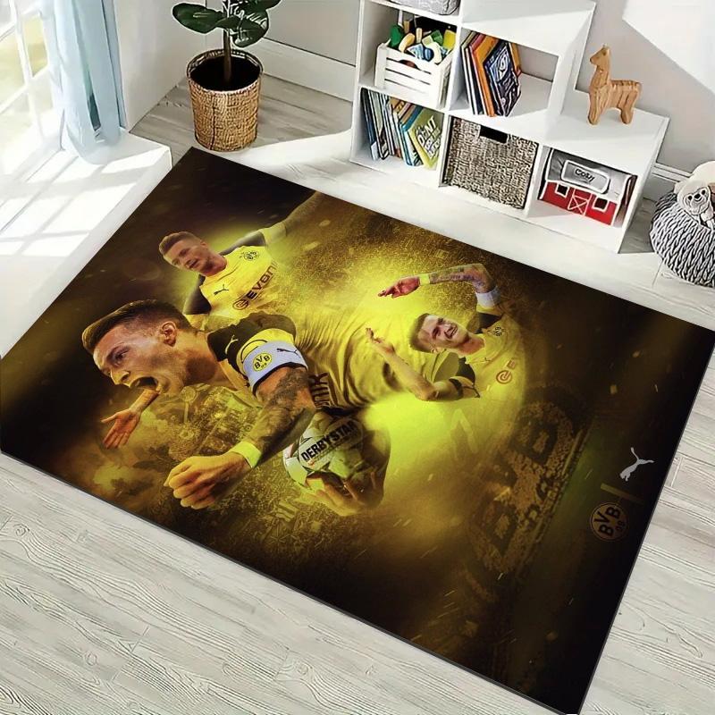 Коврик для футболиста Боруссия Дортмунд BVB, нескользящий ковер для пола в гостиную, игровую комнату, для фаната футбола, домашний декор, подарок