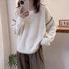 Korean Patchwork Color Block Wool Knit Sweater - Winter Loose Fit Pullover