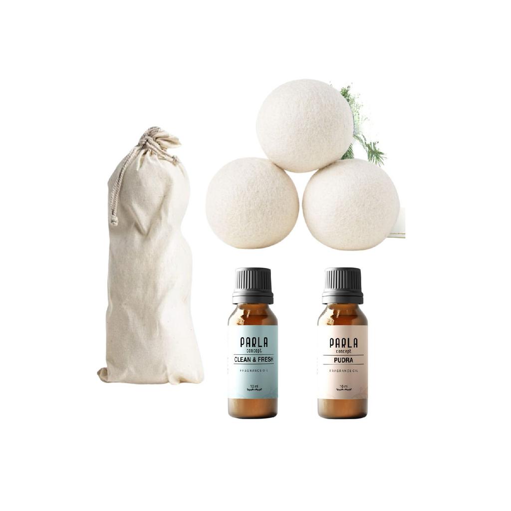 Набор шариков для сушки шерсти и ароматизаторов для стирки — для сушилки — 3 шарика и 2 ароматизатора — Xl