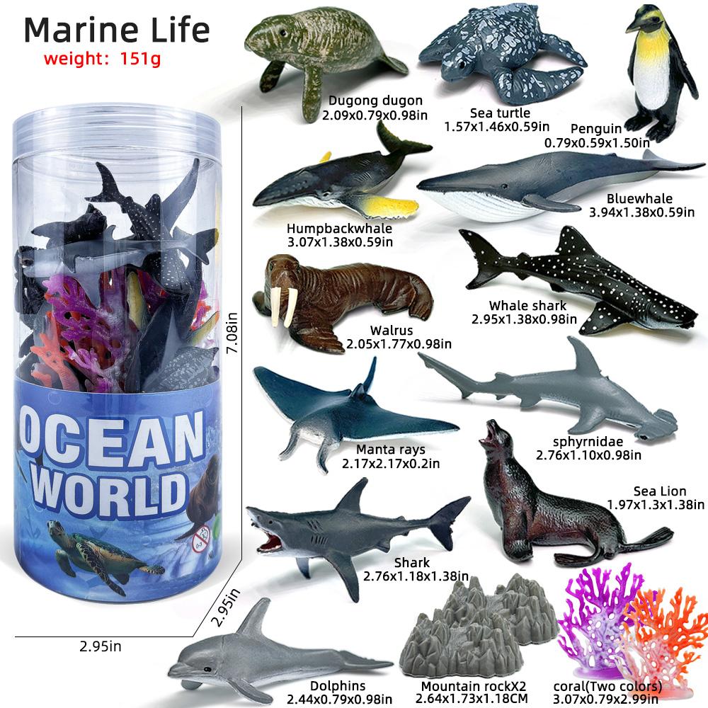 12pcs/set pvc Simulated Sea Life Toy Model Realistic Marine Animals Whale Shark Dolphin Turtle Birthday Gifts for Kids