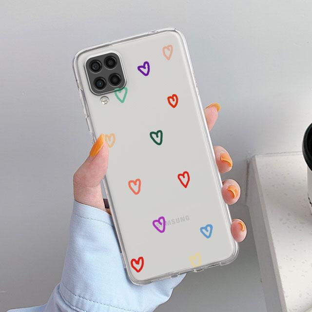 Прозрачный чехол для Samsung Galaxy A52 A12 A51 A32 A21s A71 A32 A22 50 A70 A31 A72 5G, роскошный мягкий чехол для телефона Love Heart Coque Capa