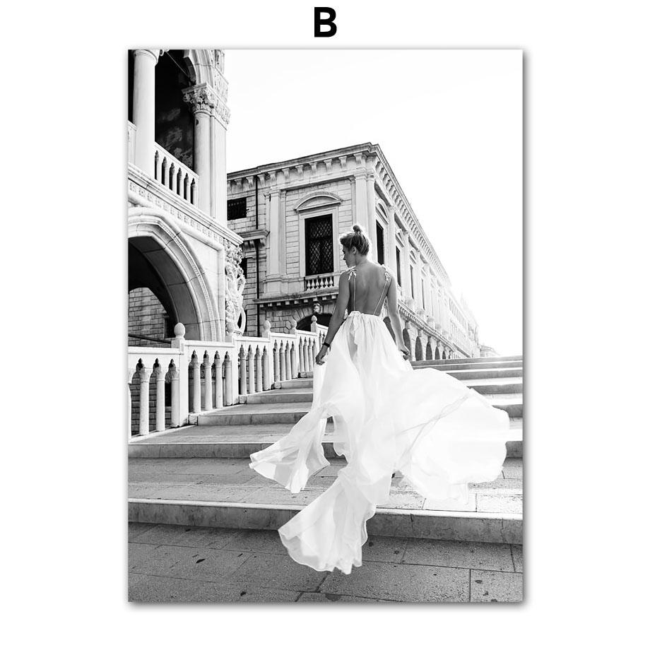 Парижская башня Модная девушка Звезда Собака Черно-белые фотографии Постеры Настенное искусство Холст Принты Картина для гостиной Домашний декор