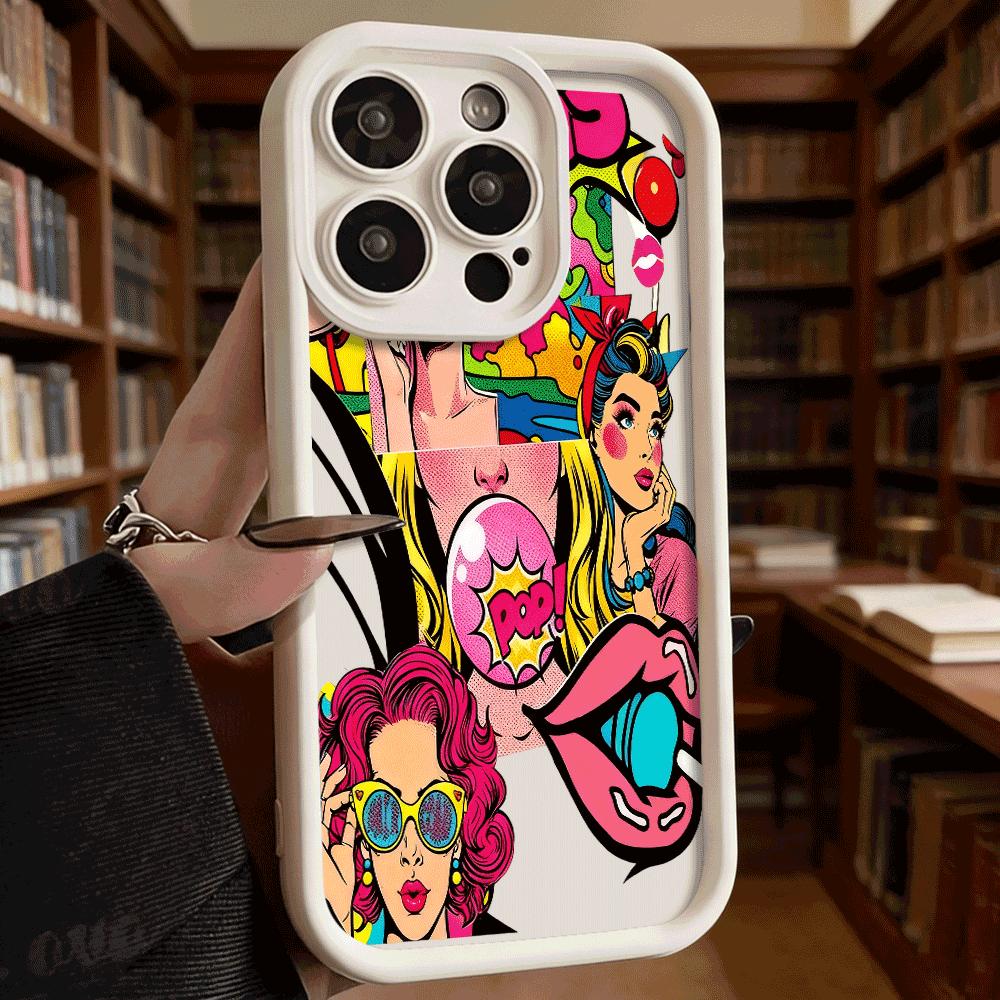 Pop Art Women with Lollipop Luxury Anti-Slip TPU Phone Case For Xiaomi Redmi Note 15 14 13 12 11 10 9 Pro Full Protective Cover