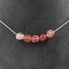 Stones and Minerals. 5-pearl Strawberry Quartz Necklace from Madagascar Steel Chain Necklace for Women and Men. Customizable Size