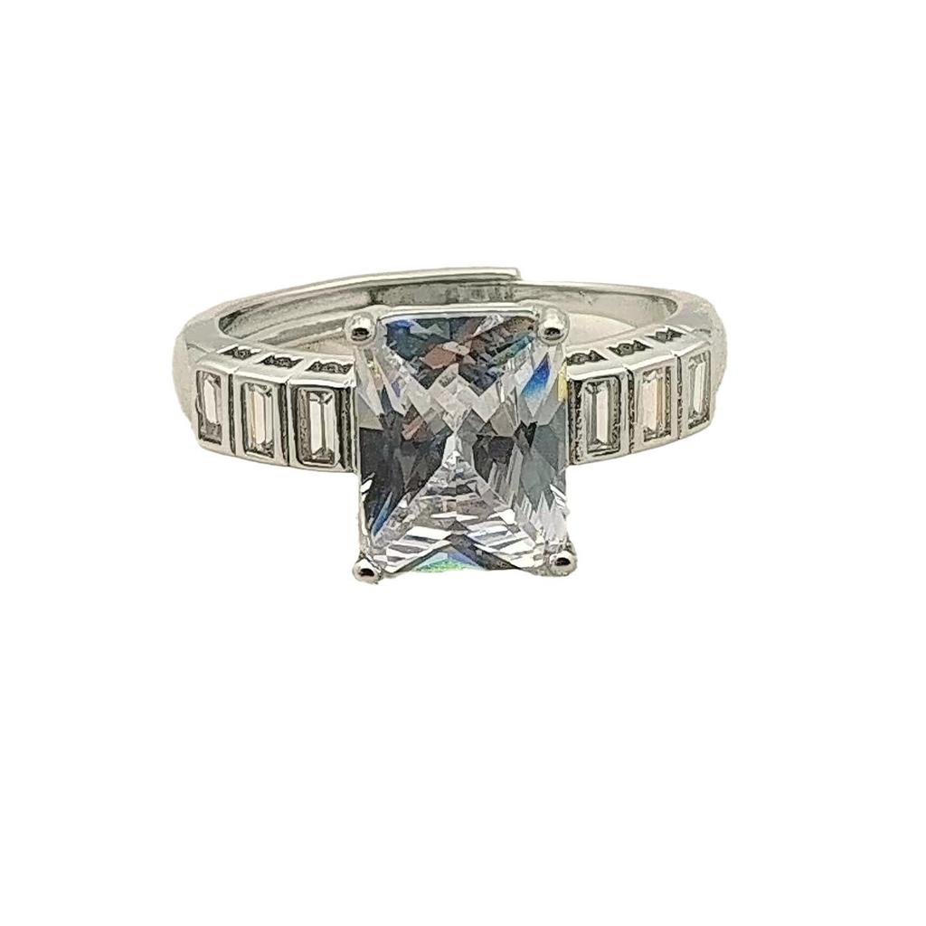 Rectangle Zircon Ring Women'S Inlaid High Carbon Diamond Light Luxury Versatile Niche Design High-Grade Pink Diamond Ring