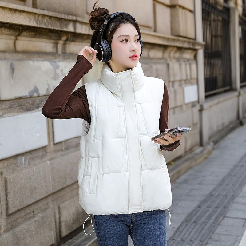Korean Version Stand-up Collar Small Vest Women's Short Down Cotton Vest Slim and Thin Foreign Cotton Vest Tide
