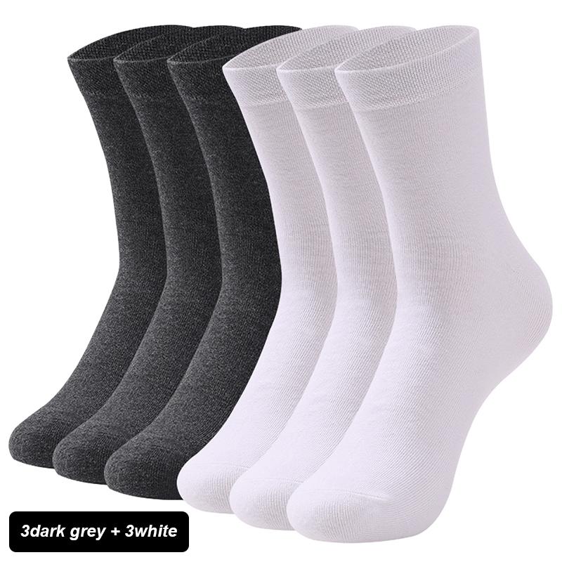 6Pairs Men Socks Cotton Breathable Black White Business Spring Summer for Male Sock Plus Size EU40-47