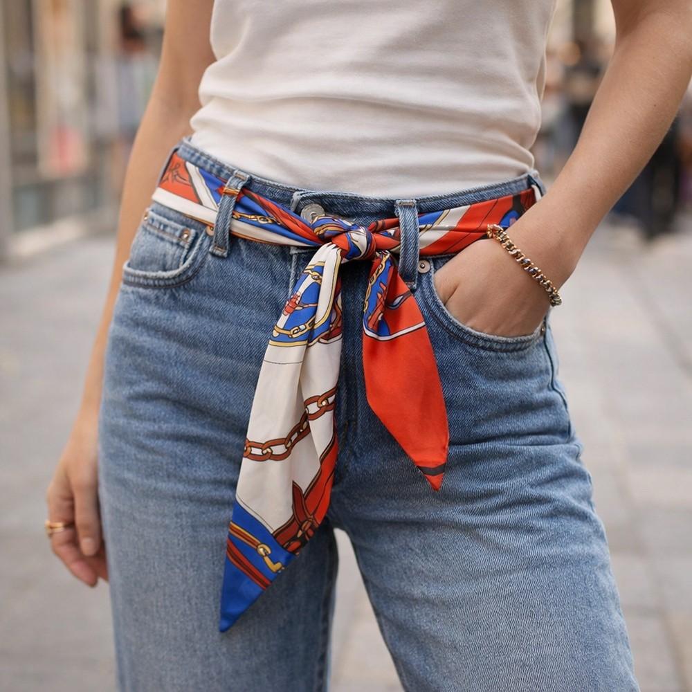 Long Slender Scarf Double-Sided Streamer Handbag Handle Ribbon Hair Band  Neckwear/Wrist/Waistband