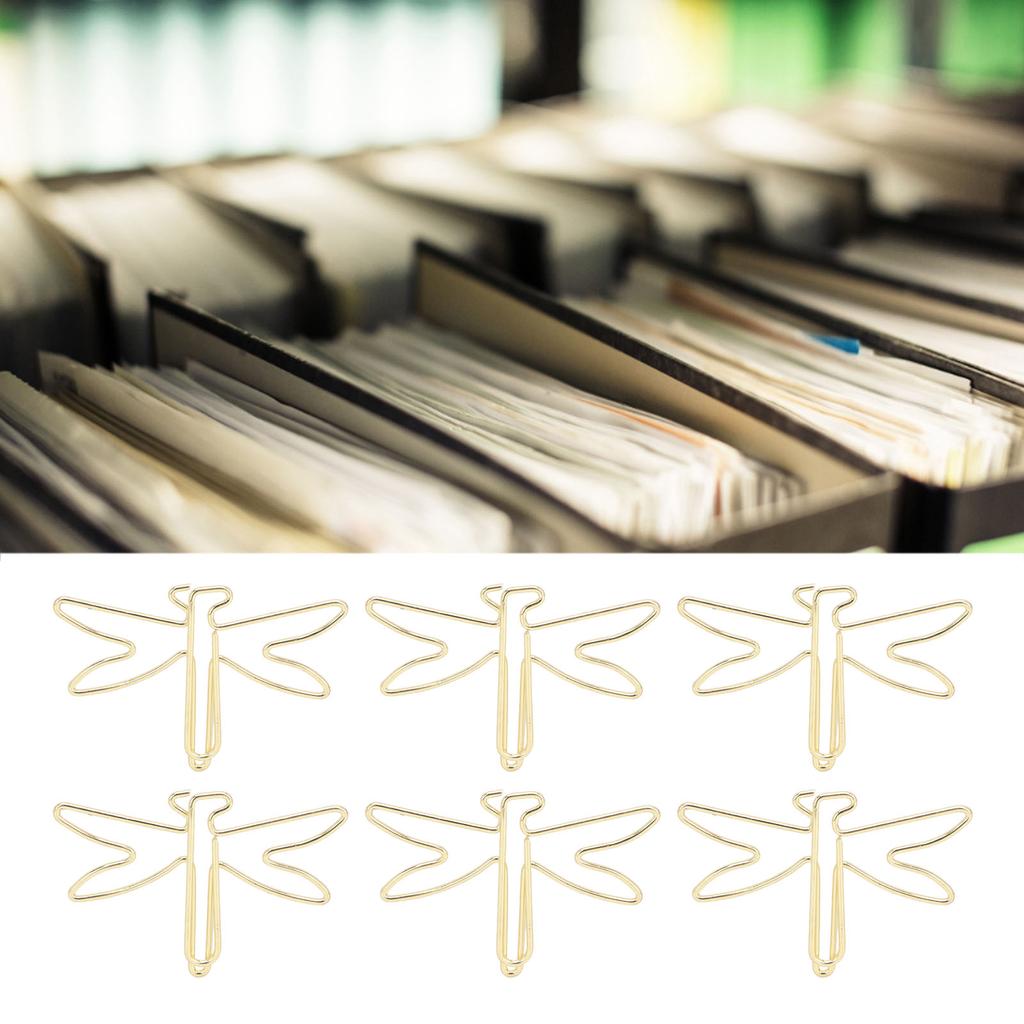 100Pcs Paper Clips Dragonfly Shaping Large Cute Jumbo Wide Paperclips Non Skid Metal Office Supplies