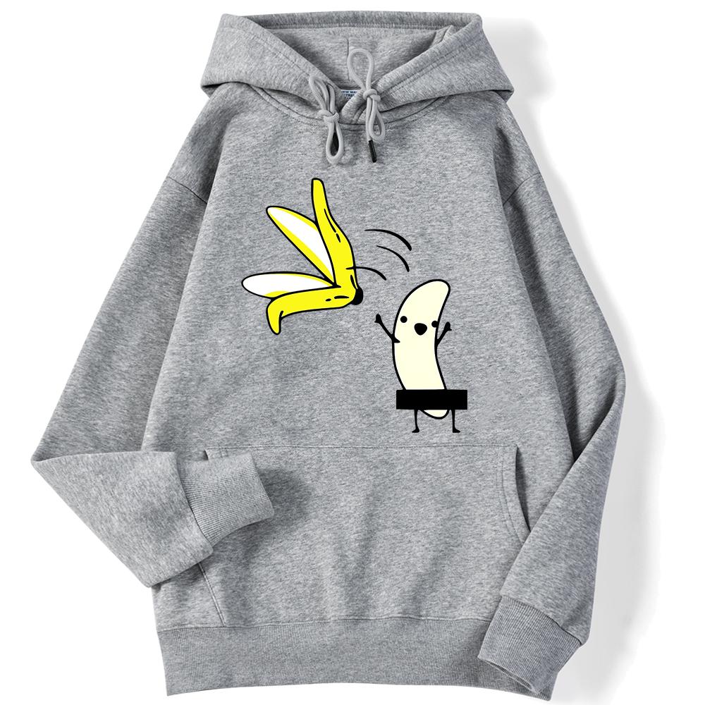 Street Ladies Hoodies Let's Take Off Our Banana Peel Funny Printing Clothing Comfortable Warm Sweatshirts Female Cute Streetwear