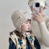 Детская вязаная зимняя шапка с ушками для девочек-малышей, детей, теплая, ветрозащитная кепка