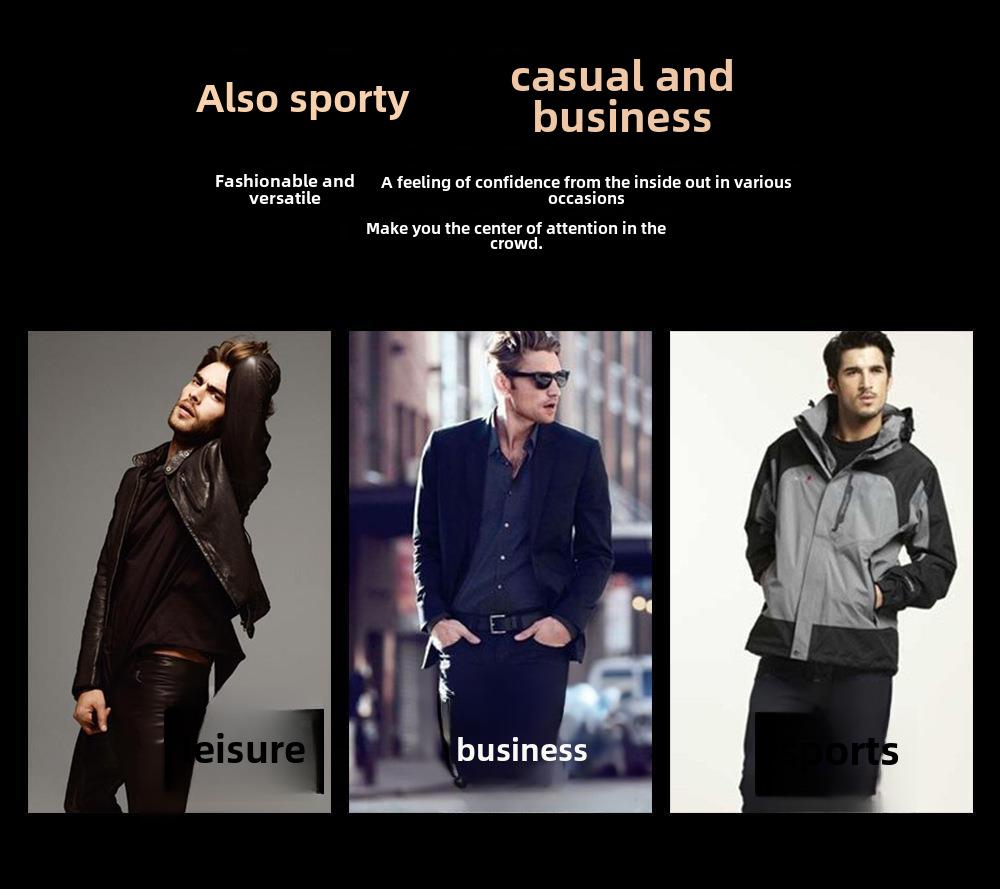 Мужские водонепроницаемые кварцевые часы для спорта на открытом воздухе с календарем и кожаным ремешком