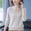 Women's Autumn Embroidered Faux Shearling Knit Sweater for Middle-aged and Elderly Women, Loose Fit, Plus Size Undershirt