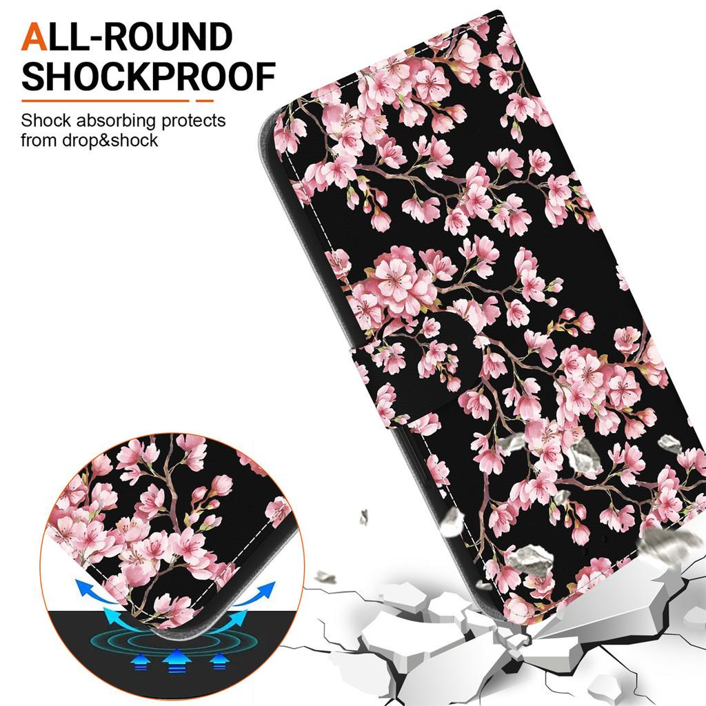 Plum Blossom Pattern Flip Wallet PU Leather Case with For iPhone Samsung Umidigi Infinix  TECNO...Suitable for Over 900 Phone Models