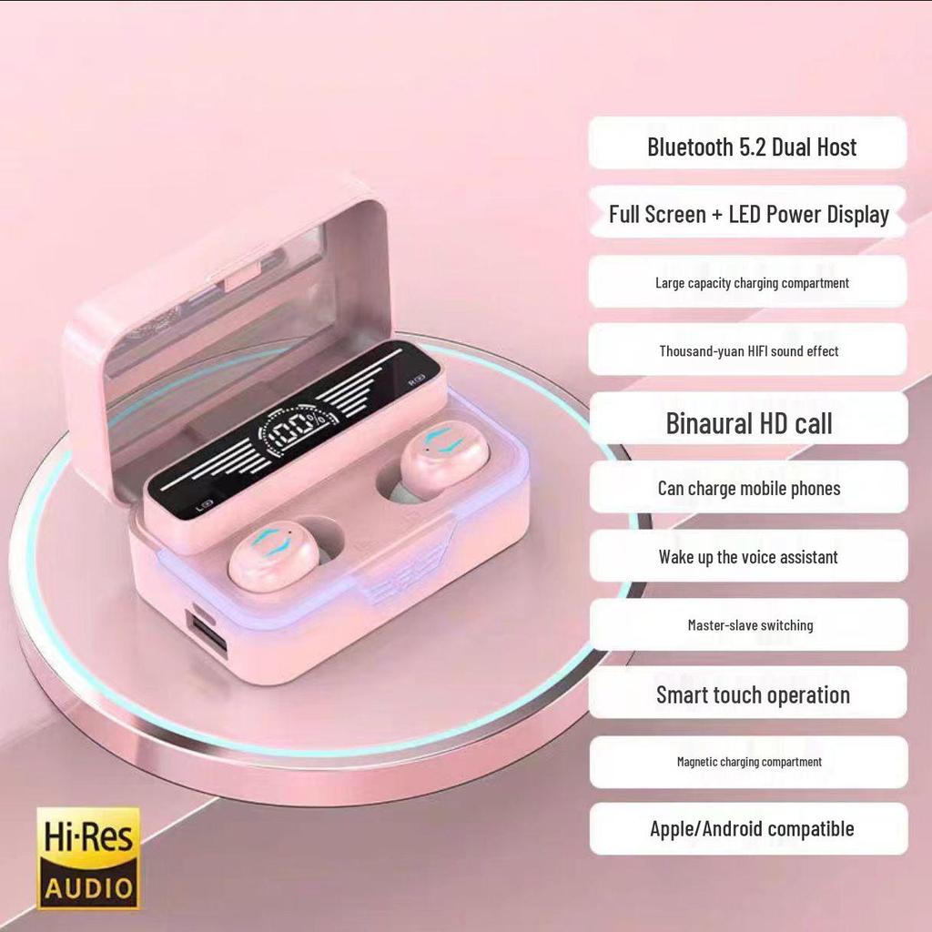 High-Fidelity In-Ear Wireless Bluetooth Earphones with Type-C Charging, Mirror Finish, and Extended Battery Life for Running