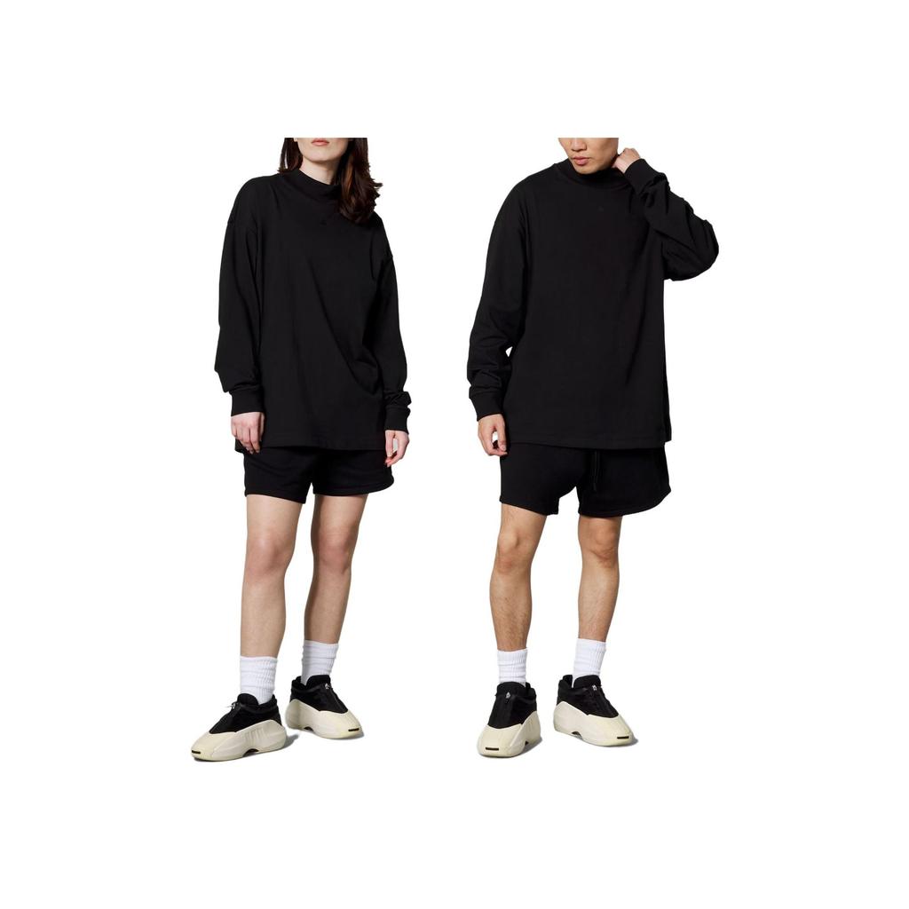 Adidas SS23 Глава 03 Серия Логотип Принт Вязаная футболка с воротником-стойкой и длинными рукавами Топы унисекс Черный IR8489