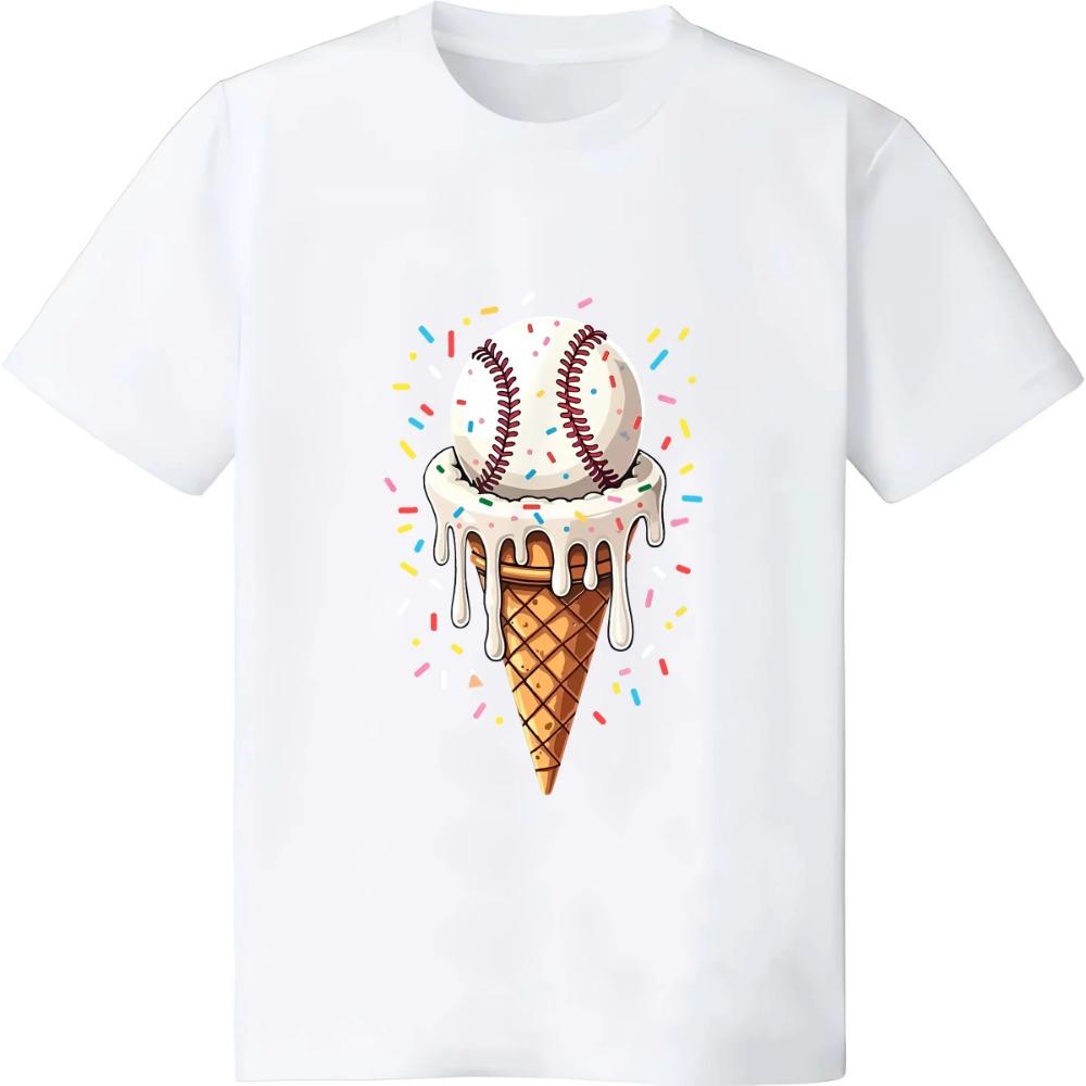 Футболка Baseball Drip Boys Ice Cream Cone Drip Baseball с коротким рукавом, мужская и женская хлопковая футболка