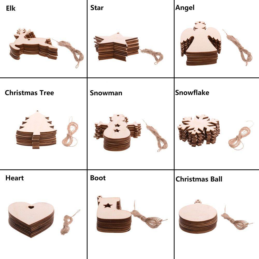 Pendant Decorations DIY Craft Christmas Decor Wood Hanging Tree Ornaments Snowman Snowflake Elk