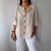 Summer Loose Shirt Women's V-Neck Cotton Linen Button Top Casual Shirts Solid Elegant Office Women's Clothing Blouse