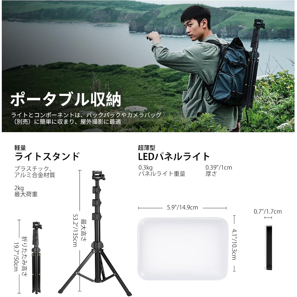 NEEWER BASICS BP66 2-Pack LED Video Light Kit for Photography, Includes 2 Stands & 2 Filters, High Color Rendering (CRI 95+), Dimmable, Bi-color (3200