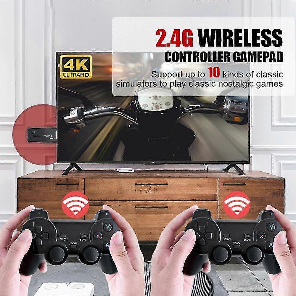 64G Wireless 4K HDMI Video Game Console Retro 20000+Games TV Stick 64G w/ 2x  Wireless Controllers