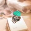 Elegant Emerald Heart Zircon Women's Ring Geometric Shape Couple Ring Wedding Anniversary Gift Luxury Cocktail Party Jewelry Exquisite Women's Jewelry