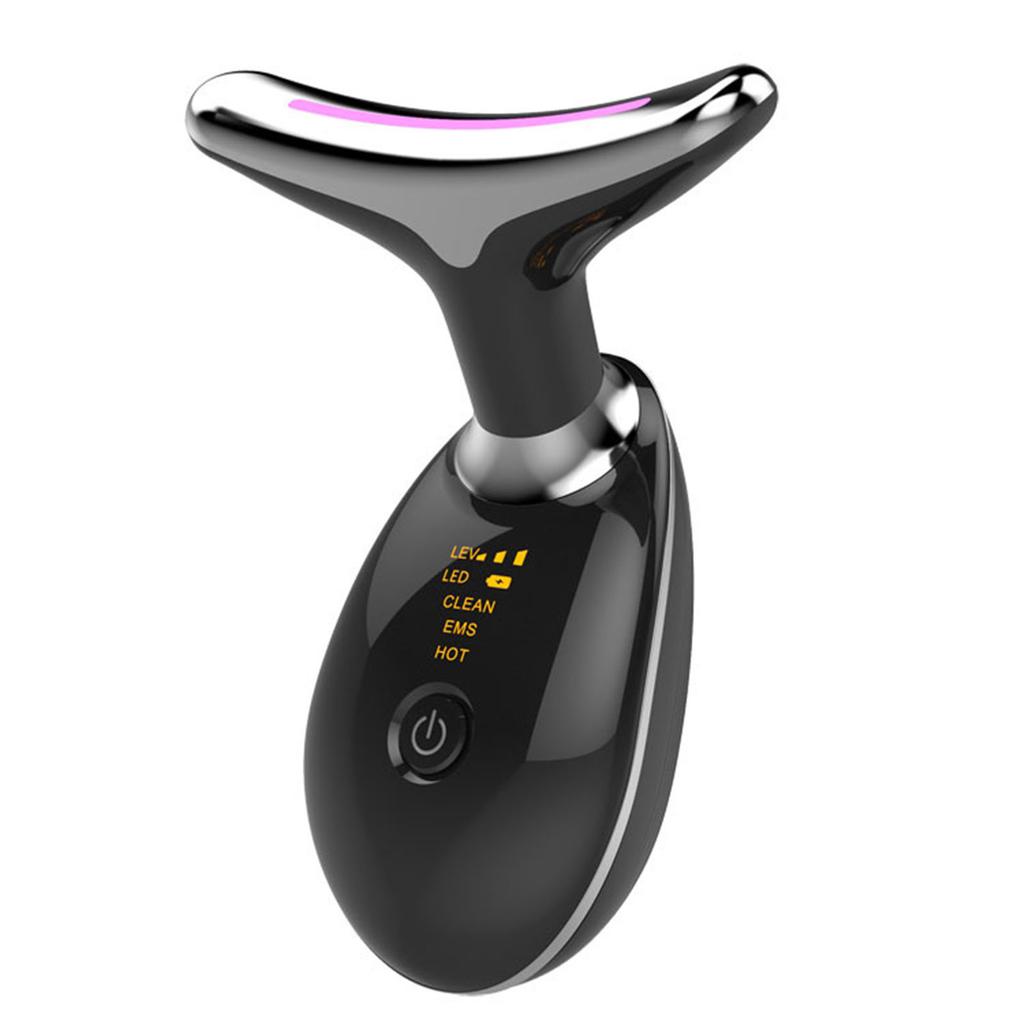 Neck Lifting Massager Colorful Lights Improve Absorption Neck Skin Tightening Device Black