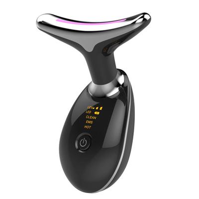 Массажер для подтяжки шеи с разноцветными огнями, улучшающий впитывание, устройство для подтяжки кожи шеи, черное