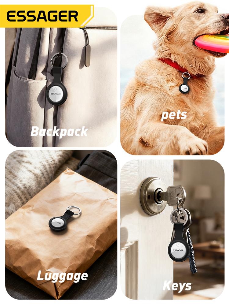 Essager Работает с Apple Find My Smart Tag - Bluetooth GPS-трекер для ключей, багажа и домашних животных, сертифицированное MFi устройство поиска от потери для iOS