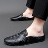 Fashion Crocodile Pattern Men Half Loafers Leather Slippers Comfort Loafer Slides Breathable Mules Man Outdoor Lightweight Shoes