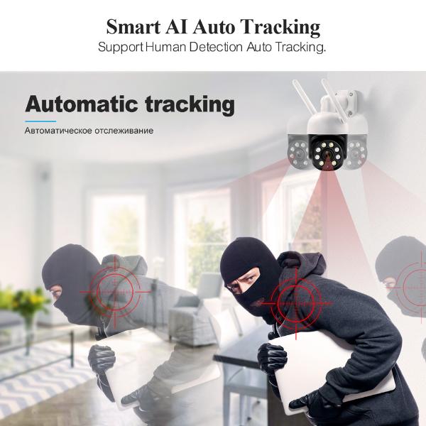 Techage 4MP PTZ WIFI IP Camera Speed Outdoor Wireless AI Security Surveillance IP Camera Full Color Night Two Way Audio ONVIF