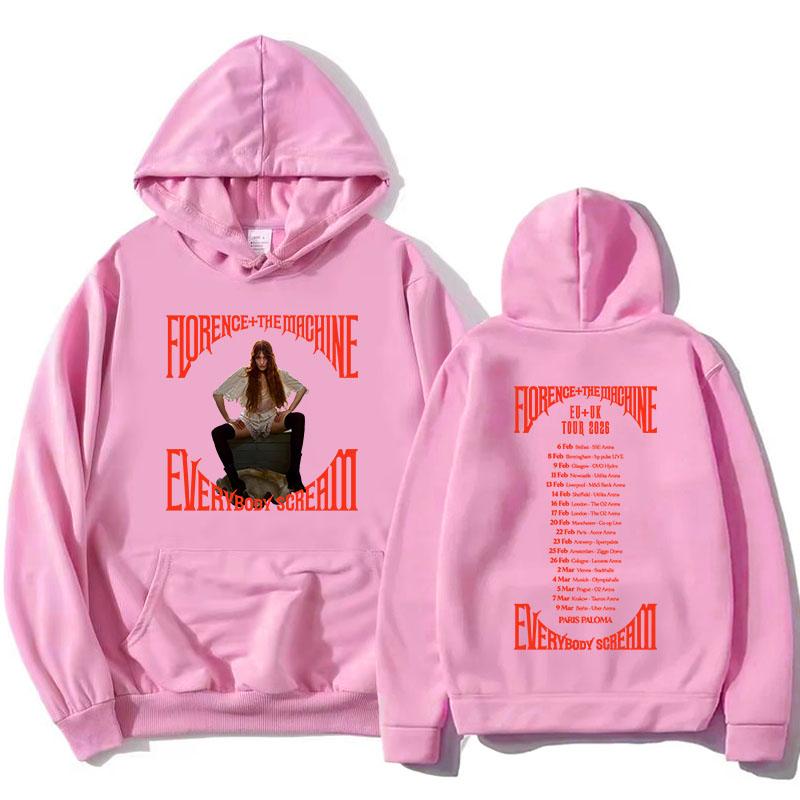 Everybody Scream Тур 2026 Худи Florence + The Machine Свитшот Рок-группы С длинным рукавом Флис Женские Пуловеры Одежда с принтом