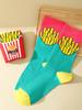1 пара унисекс носков до середины икры с оригинальным дизайном картофеля фри, уникальный и интересный праздничный подарок. Подходит для Пасхи